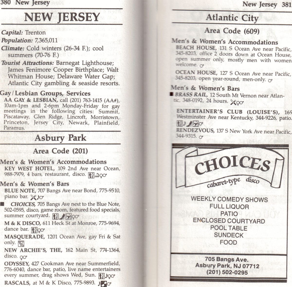 1989 Guide to Asbury Park Gay Life 
