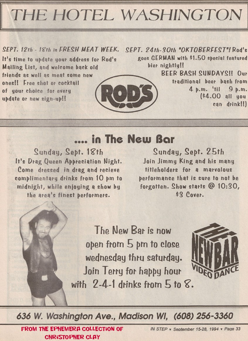 New Bar, Rods and Hotel Washington - Madison WI