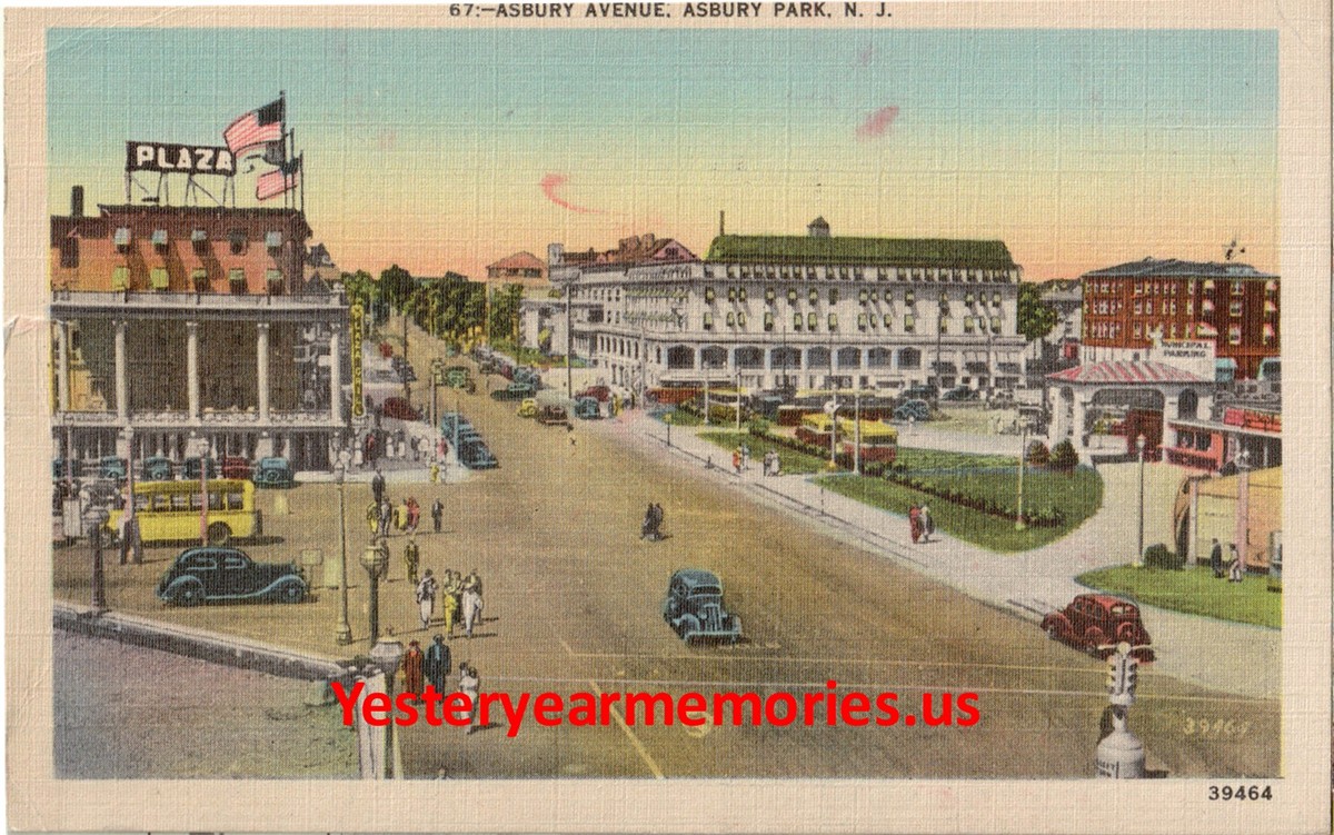 Old Linen Era Postcard Boardwalk and Casino Asbury Park New Jersey 